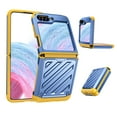 thumbnail image 1 of Compatible with Samsung Galaxy Z Flip 4 Armor Case with Hinge Protection, Heavy Duty Shockproof Full Body Protective Plating PC Phone Case Cover for Samsung Galaxy Z Flip 4 5G - Blue, 1 of 6