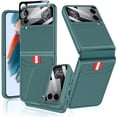 thumbnail image 1 of Compatible Samsung Galaxy Z Flip 4 Case with Camera Screen Protector& Card Holder,Protective PU Leather +PC Card Slot Flip Case for Samsung Galaxy Z Flip 4 5G Phone Case Wallet Women Girls Green, 1 of 13