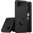 thumbnail image 1 of Compatible with Samsung Galaxy Z Flip 4 Case Cell Phone Finger Ring Kickstand Heat Dissipation Shockproof Protective Folding Smartphone Cover[Ultra Thin Slim] Flexible Soft Resistant Drop Shock-Black, 1 of 18