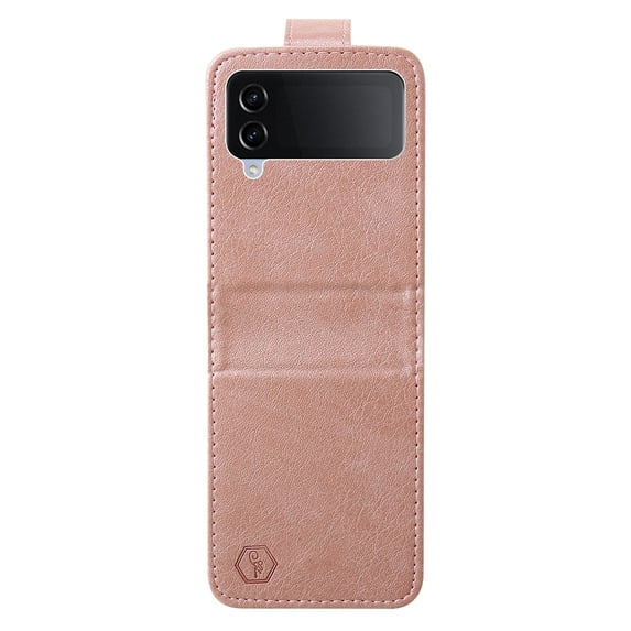 Compatible with Samsung Galaxy Z Flip 4 Case, Classic PU Leather Durable Slim Thin Full-Body Protective Shockproof Magnetic Closure Phone Case for Samsung Galaxy Z Flip 4 5G, Champagne
