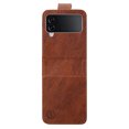 thumbnail image 1 of Compatible with Samsung Galaxy Z Flip 4 Case, Classic PU Leather Durable Slim Thin Full-Body Protective Shockproof Magnetic Closure Phone Case for Samsung Galaxy Z Flip 4 5G, Brown, 1 of 7