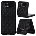 thumbnail image 1 of Compatible with Samsung Galaxy Z Flip 4 Case, Luxury Protective Ultra-Thin PU Leather Small Fragrance Grid Shockproof Glossy Design Back Phone Cover For Samsung Z Flip 4,Black, 1 of 8