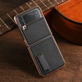 thumbnail image 1 of Compatible with Samsung Galaxy Z Flip 4 Case, Plating Bumper Luxury Protective Ultra-Thin PU Leather PC Shockproof Glossy Design Back Phone Cover For Samsung Z Flip 4,Black, 1 of 13