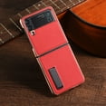 thumbnail image 1 of Compatible with Samsung Galaxy Z Flip 4 Case, Plating Bumper Luxury Protective Ultra-Thin PU Leather PC Shockproof Glossy Design Back Phone Cover For Samsung Z Flip 4,Red, 1 of 13