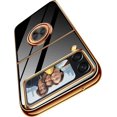 thumbnail image 1 of Compatible with Samsung Galaxy Z Flip 4 Case Silicone Protective Cover with Ring Holder Magnetic Kickstand Shockproof Folding Phone Case Soft TPU Bumper-Black, 1 of 9