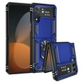 thumbnail image 1 of Compatible with Samsung Galaxy Z Flip 4 Case,with 360 Ring Holder Kickstand Card case,Armor Military Grade Protection Hybrid Silicone TPU PC Rugged Case,Magnetic with Car Mount Phone Cover,Blue, 1 of 9