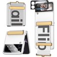 thumbnail image 1 of Compatible Samsung Galaxy Z Flip 4 Stand Case with Strap &Hinge Protection 2022,Protective PU Leather Cover with Camera Screen Protector Thin Phone Case for Samsung Galaxy Z Flip 4 5G Case White, 1 of 7