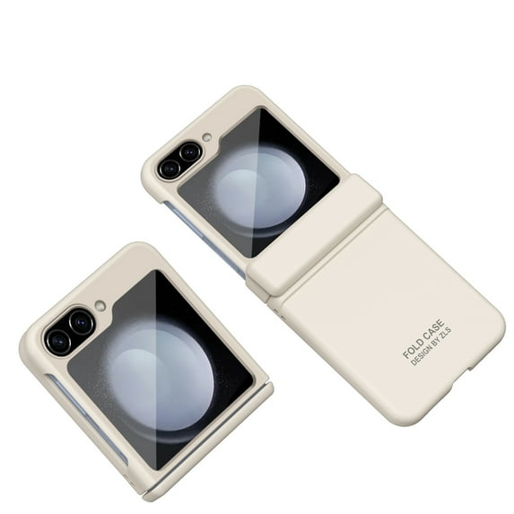 Compatible with Samsung Galaxy Z Flip 5 5G Case with Hinge Protection & Glass Screen Protector, Full Body Shockproof Wireless Charging Cover Phone Case for Samsung Galaxy Z Flip 5, White