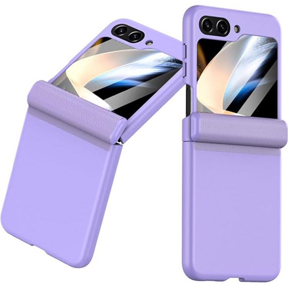 Compatible Samsung Galaxy Z Flip 5 Case with Hinge Protection & Screen Protector,Full Body Shockproof Cover with Tempered Glass Screen Protector Phone Case for Samsung Z Flip 5 Phone Case Purple