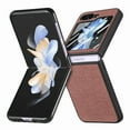thumbnail image 1 of Compatible with Samsung Galaxy Z Flip 5 Case, Luxury Hinge Protection + Steel Screen Cover Drop-Resistance Ultra Slim Bumper Frame Folding Case for Samsung Galaxy Z Flip 5 5G, Brown, 1 of 8