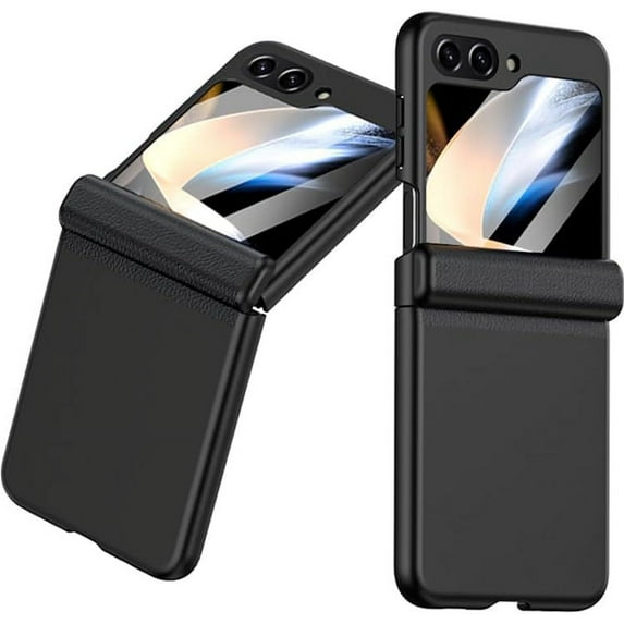 Compatible Samsung Galaxy Z Flip 5 Case with Screen Protector & Hinge Protection,Heavy Duty Protective Cover Case for Samsung Z Flip 5 Phone Cases,Samsung Flip 5 Case with Screen Protector Black