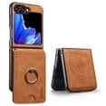 thumbnail image 1 of Compatible with Samsung Galaxy Z Flip 5 Wallet Case with Credit Card Slot, Detachable Cards Holder Support Wireless Charging Military Grade Drop Protection for Apple Samsung Galaxy Z Flip 5, Brown, 1 of 5