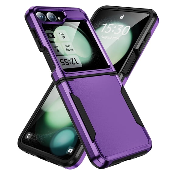 Asuwish Compatible with Samsung Galaxy Z Flip 6 5G 2024 Phone Case Hybrid Rugged Shockproof Hard Protective Drop Proof Full Body Heavy Duty Mobile Cell Cover for ZFlip6 Z6 G Flip6 6Z Women Men Purple
