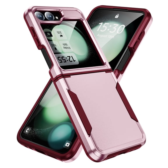 Asuwish Compatible with Samsung Galaxy Z Flip 6 5G 2024 Phone Case Hybrid Rugged Shockproof Hard Protective Drop Proof Full Body Heavy Duty Mobile Cell Cover for ZFlip6 Z6 G Flip6 6Z Women Men Pink