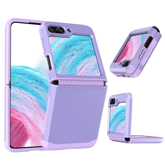 Compatible with Samsung Galaxy Z Flip 6 5G Phone Case Cell Accessories Heavy Duty Slim Rubber Protective Armor Hard PC Anti-Slip Hybrid Cover Rugged For Samsung Galaxy Z Flip 6, Purple