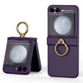 thumbnail image 1 of Compatible with Samsung Galaxy Z Flip 6 Case (Built-in Back Screen Protector) with Hinge Protection & Ring Kickstand, Slim and Thin Protective Case Cover for Samsung Galaxy Z Flip 6, Darkpurple, 1 of 6