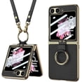 thumbnail image 1 of Compatible Samsung Galaxy Z Flip 6 Case with Crossbody Strap Lanyard Ring Kickstand PU Leather Cover Built in Small Screen Protector Full Coverage Phone Case for ZFlip 6 (Black, Z Flip 6 2024), 1 of 6