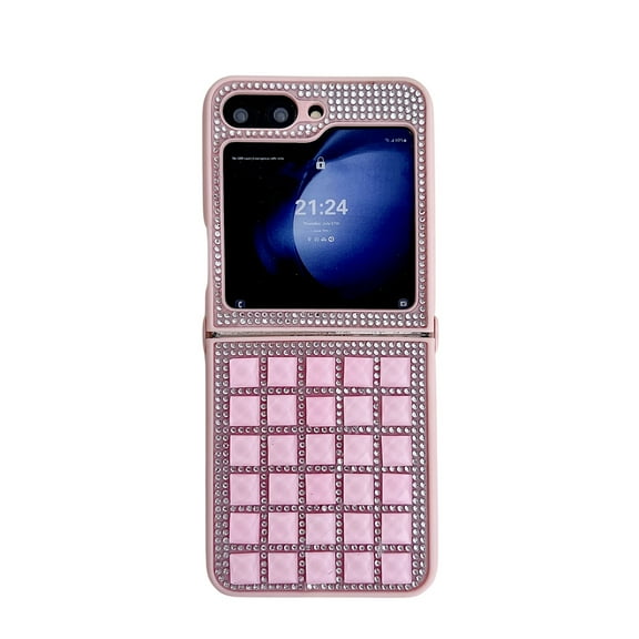 Compatible for Samsung Galaxy Z Flip 6 Case, Diamond Glitter Rhinestone Sparkly Back Design, Shockproof TPU Bumper Anti-Scratch Slim Protective Phone Cover for Samsung Galaxy Z Flip 6, Pink