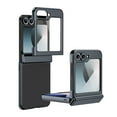 thumbnail image 1 of Compatible with Samsung Galaxy Z Flip 6 Case with Glass Front Film & Auto Rebound Hinge Protection, Frosted Electroplating Protective Cover Case Non-Fingerprint Cases for Z Flip 6 - Black, 1 of 9