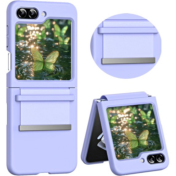 Compatible with Samsung Galaxy Z Flip 6 Case with Hinge Protection, Slim Hard PC Cute Women Men Retractable Anti-Scratch Shockproof Cover Case for Samsung Galaxy Z Flip6. QLD-Purple