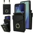 thumbnail image 1 of Compatible with Samsung Galaxy Z Flip 7 5G Wallet Case, with Card Holder, Ring Holder RFID Blocking PU Leather Wristband & Crossbody Strap Protective Case for Samsung Galaxy Z Flip 7, Black, 1 of 9