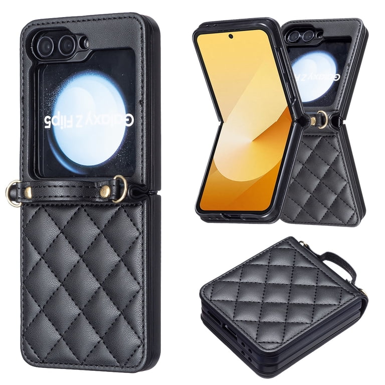 Compatible with Samsung Galaxy Z Flip 7 Crossbody Phone Case,With Shoulder  Strap,For Women Girls,PU Leather Shockproof Anti-Scratch Lightgweight ...