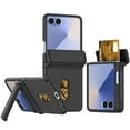 thumbnail image 1 of Compatible with Samsung Galaxy Z Flip 7 FE/6 Phone Case,With Card Slot,Contractile Kickstand,Spring Hinge Closure,Shockproof Ultra Slim Anti-Scratch Durable Rugged Phone Case,Black, 1 of 7