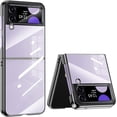 thumbnail image 1 of Compatible with Samsung Galaxy Z Flip4 Transparent Ultra Slim Thin Shockproof Protective Cell Phone Basic Case Anti-Yellowing Electroplating Shock-Absorbing Semi-Auto Cover with Hinge Protection-Black, 1 of 16