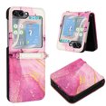 thumbnail image 1 of Compatible for Samsung Galaxy Z Flip5 Crossbody Slim Folding Case, Marble Pattern Luxury PU Leather Detachable Shoulder Strap Lanyard Shockproof Cover for Women Girls,Rose, 1 of 6