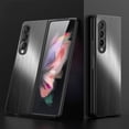 thumbnail image 1 of Compatible with Samsung Galaxy Z Fold 3 5G Case, Military Grade Protection Stainless Steel Metal Back Soft Silicone Shockproof Full Body Protective Slim Case for Galaxy Z Fold 3, Black, 1 of 9