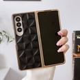thumbnail image 1 of Compatible with Samsung Galaxy Z Fold 3 5G Case, PC + PU Leather Pattern Luxury Plating Ultra-Thin Drop Protective Phone Case Cover for Samsung Galaxy Z Fold 3 5G - Black, 1 of 6