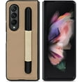 thumbnail image 1 of Compatible with Samsung Galaxy Z Fold 3 5G Case,Z Fold3 Case with S Pen Holder,Light Weight Slim Litchi Pattern Genuine Leather Basic Case for Samsung Galaxy Z Fold 3 5G,Light Gray, 1 of 10