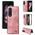 thumbnail image 1 of Compatible with Samsung Galaxy Z Fold 3 Case, Retro Anti-Drop Durable PU Leather Women Girls Men All Inclusive Reinforced Corners Case for Samsung Galaxy Z Fold 3 5G 2021, Pink, 1 of 11