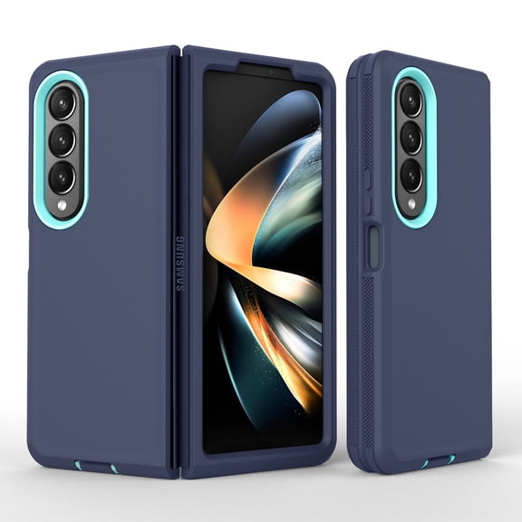 Compatible with Samsung Galaxy Z Fold 4 5G 2022 Phone Case Hybrid Rugged Shockproof Hard Protective Drop Proof Full Body Heavy Duty Mobile Cell Cover for ZFold4 Z4 Fold4 4Z ZFold45G Women Men Blue