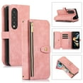 thumbnail image 1 of Compatible with Samsung Galaxy Z Fold 4 5G Wallet Case, 2 in 1 Magnetic Wallet Case with Card Holder, Zipper, PU Leather Flip Cover Case with Detachable Long Shoulder Strap,Card Slots, Pink, 1 of 9