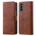 thumbnail image 1 of Compatible with Samsung Galaxy Z Fold 4 Case, Classic PU Leather Durable Slim Thin Full-Body Protective Shockproof Magnetic Closure Phone Case for Samsung Galaxy Z Fold 4 5G, Brown, 1 of 6