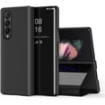 thumbnail image 1 of Compatible with Samsung Galaxy Z Fold 4 Case with Kickstand Leather Clear View Makeup Mirror Design Glitter Luxury Shockproof Protective Flip Case for Samsung Galaxy Z Fold 4 Mirror Black QH, 1 of 12