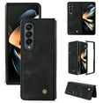 thumbnail image 1 of Compatible with Samsung Galaxy Z Fold 4 Case, Retro Shockproof PU Leather + Hard PC Shell Ultra Thin Slim Durable Protective Phone Case Cover for Samsung Galaxy Z Fold 4 5G 2022, Black, 1 of 11