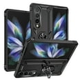 thumbnail image 1 of Compatible with Samsung Galaxy Z Fold 4 Case,with 360 Ring Holder Kickstand Card case,Armor Military Grade Protection Hybrid Silicone TPU PC Rugged Case,Magnetic with Car Mount Phone Cover,Black, 1 of 9