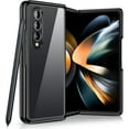 thumbnail image 1 of Compatible with Samsung Galaxy Z Fold 4 Folding Dual Screen Cell Basic Case [with Hinge Protection] [Shockproof Protective] Semi-Auto Mobile Cover Electroplating Transparent Bumper Protector-Black, 1 of 14