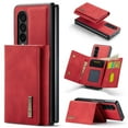 thumbnail image 1 of Compatible with Samsung Galaxy Z Fold 4 Removable 2 in 1 Wallet Case,Retro Premium PU Leather Cell Phone Back Cover Magnetic Detachable Trifold Wallet Credit Card Cash Holder Kickstand Case,Red, 1 of 11