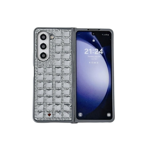 Compatible for Samsung Galaxy Z Fold 5 Bling Case, Crystal Glitter Diamond Protection Sparkle Rhinestone Anti-Scratch Shockproof Phone Cover Case for Samsung Galaxy Z Fold 5, Gray
