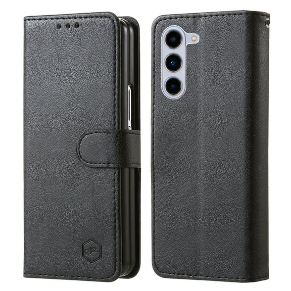 Compatible with Samsung Galaxy Z Fold 5 Case, Classic PU Leather Durable Slim Thin Full-Body Protective Shockproof Magnetic Closure Phone Case for Samsung Galaxy Z Fold 5 5G, Black