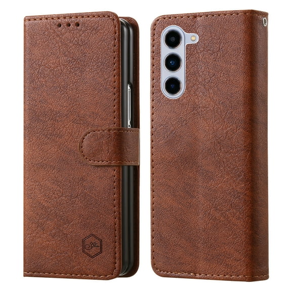 Compatible with Samsung Galaxy Z Fold 5 Case, Classic PU Leather Durable Slim Thin Full-Body Protective Shockproof Magnetic Closure Phone Case for Samsung Galaxy Z Fold 5 5G, Brown
