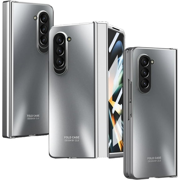 Compatible Samsung Galaxy Z Fold 5 Case with Hinge Protection,Luxury Electroplating Bumper Cover Screen Protector Case for Samsung Z Fold 5 Phone Case,Samsung Galaxy Z Fold 5 Phone Case Silver