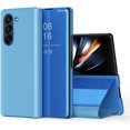 thumbnail image 1 of Compatible with Samsung Galaxy Z Fold 5 Case with Kickstand Leather Clear View Makeup Mirror Design Glitter Luxury Shockproof Protective Flip Case for Samsung Galaxy Z Fold 5 Mirror Blue QH, 1 of 8