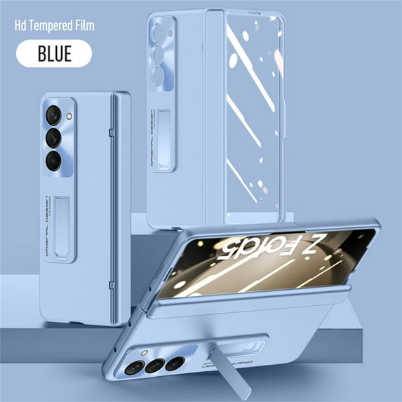Compatible with Samsung Galaxy Z Fold 5 Case, Magnetic Hinge Protection Screen Protector Adjustable Kickstand Thin and Slim Stand Cover for Samsung Galaxy Z Fold 5 5G 2023, HD Blue