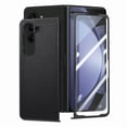 thumbnail image 1 of Compatible with Samsung Galaxy Z Fold 5 Case PU Leather, Hybrid Electroplating Shockproof Protective Bumper with Glass Small Screen Protector Phone Cover Case for Galaxy Z Fold 5 2023, Black, 1 of 10