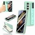 thumbnail image 1 of Compatible with Samsung Galaxy Z Fold 5 Case with S Pen Holder & PU Leather Wristband, Full Body Protective Hard PC Lightweight Slim Case Cover for Samsung Galaxy Z Fold 5 2023, Mint, 1 of 10