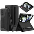 thumbnail image 1 of Compatible with Samsung Galaxy Z Fold 5 Case with Screen Protector,Hinge Protection 2 Card Slots Detachable S Pen Holder Anti-Fall Wallet Case for Samsung Galaxy Z Fold 5 Lychee Pattern Black, 1 of 10